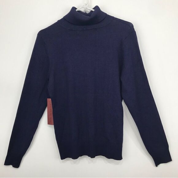 Love Scarlett Navy Blue Knit Pullover Turtleneck Sweater NEW - Picture 7 of 14